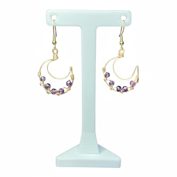 Hand Crafted Jewelry - Amethyst Moon Earrings